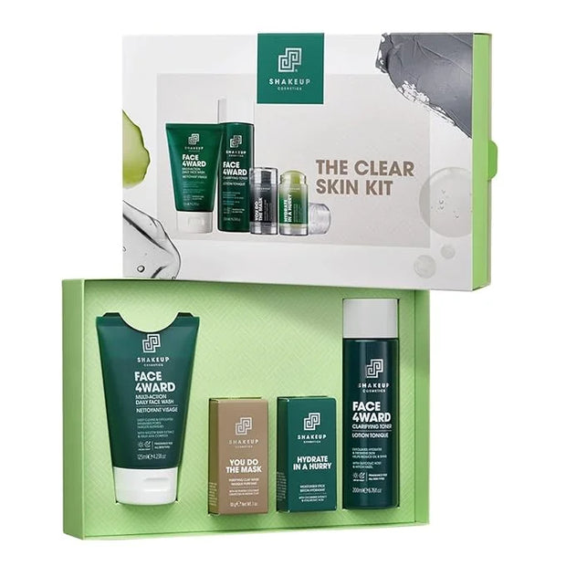 Mens 4-Piece Skin Kit for Clearer Skin, Targets Blemishes, Vegan Formula with Daily Face Wash, Clarifying Toner, Purifying...