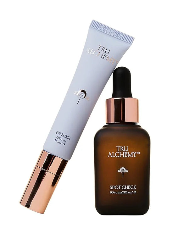Tru Alchemy Spot Check + Eye Elixir Bundle | Brightening Serum + Spot Corrector with Niacinamide, TriDroxy Acid Blend, Hya...