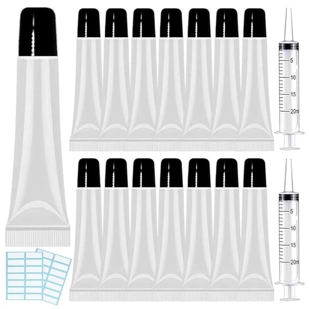 AMORIX 50PCS Lip Gloss Tubes 15ml Black Cap Lip Gloss Containers Empty Lip Balm Tubes Refillable Cosmetic Squeeze Lipgloss...