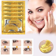 24K Gold Gel Crystal Collagen Lip and Eye Mask, 5 Pairs Gold Eye Mask Pads and 5 Pcs Gold Lip Patches for Moisturizing, An...