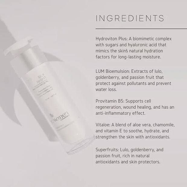 Silk Night Cream – Hydrating Face Moisturizer with Hidroviton Plus, Bioemulsión LUM & Vitaloe – Night Cream for Normal to ...