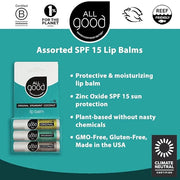 All Good Organic SPF15 Lip Balm - Hydrating Lip Care with Olive Oil, Beeswax, Calendula, Lavender, Vitamin E - Lip Moistur...