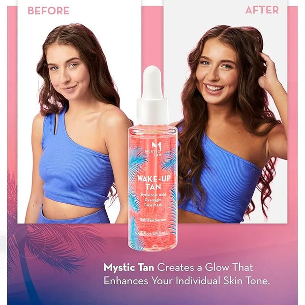 Mystic Tan Self Tanning Bundle: Wake-Up Tan Self Tan Water Mousse + Wake-Up Tan Hyaluronic Acid Serum for Face + Self Tan ...