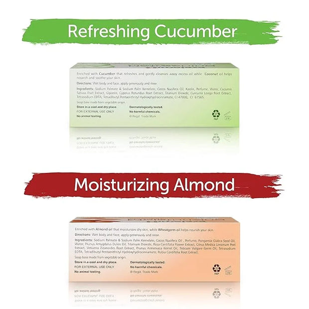Himalaya Cleansing Bar Soaps Variety Pack, Neem & Turmeric, Almond, Cream & Honey and Cucumber, 4.41 oz, 12 Pack - Product...