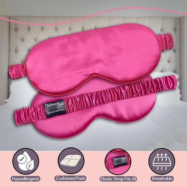 CELESTIAL SILK 100% Silk Sleep Mask for Women with Silk Covered Elastic Strap, Eye Mask for Sleeping (One Size, Hot Pink) ...