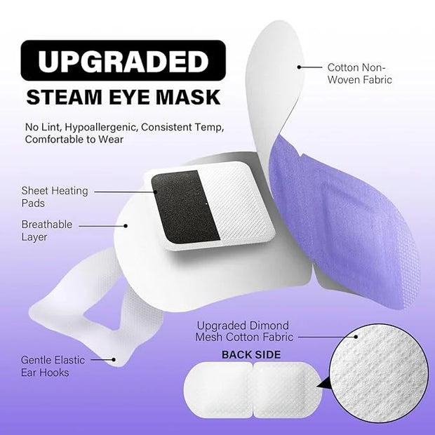 16 Packs Steam Eye Mask, Self Heating Warm Compress for Dry Eyes, Disposable Heated Eye Mask for Sleep, Spa, Travel Essent...