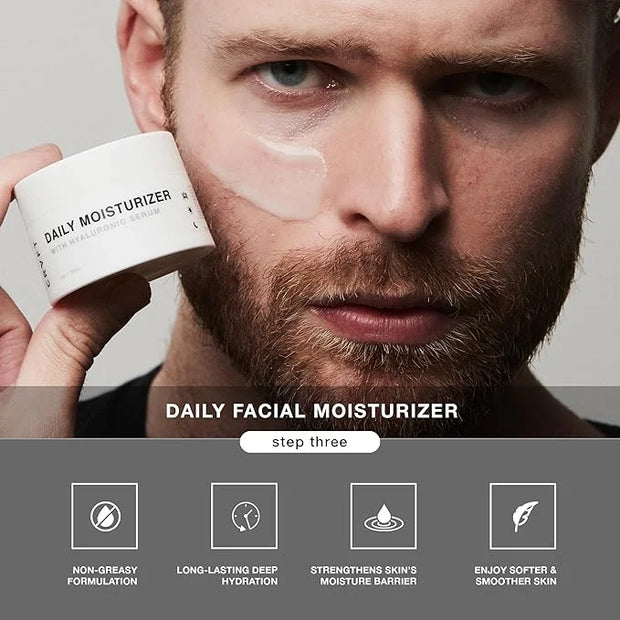 CRVFT Men’s Facial Care Kit | Aloe Vera Face Wash 3oz | Hyaluronic Moisturizer 1oz | Charcoal Exfoliating Scrub 1.7oz | 3 ...