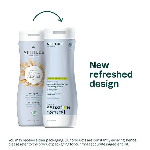 ATTITUDE Hair Shampoo for Sensitive Dry Scalp, EWG Verified, Soothing Oat, For Thin Hair, Naturally Derived Ingredients, V...