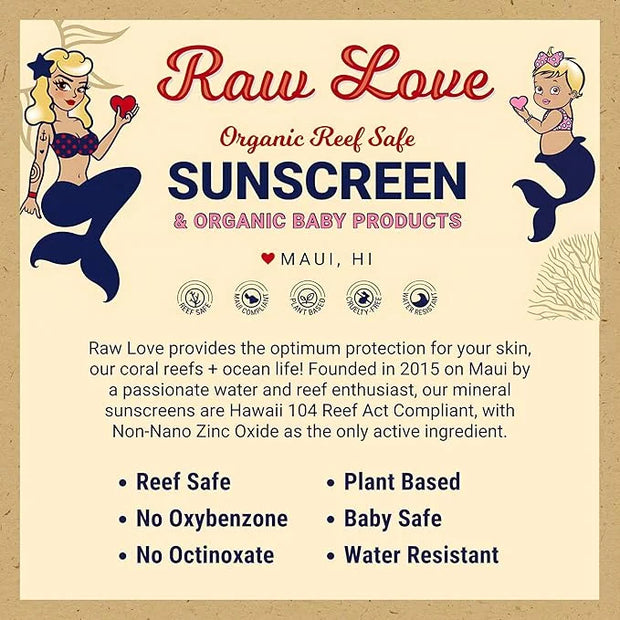 Raw Love Baby Sunscreen 0-6 Months & Up | Babies, Infant, Toddler, Kids Natural Mineral Sunscreen | Sensitive Skin, Fragra...