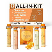 Terra Pure Wild Citrus Toiletries Set | 1-Shoppe Amenities Kit | 1oz Shampoo, Conditioner, Body Wash, Lotion, 1oz Bar Soap...