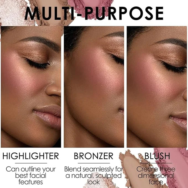 FOCALLURE Blush and Highlighter Palette,3 in 1 Contour Palette,Cruelty-Free Matte Bronzer Powder,Shimmer Illuminator Highl...