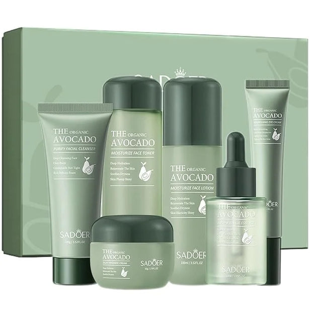 Avocado Skincare Sets,Skincare Gift Set with Facial Cleanser, Face Serum, Face Cream, Eye Cream, Toner, moisturizing Lotio...
