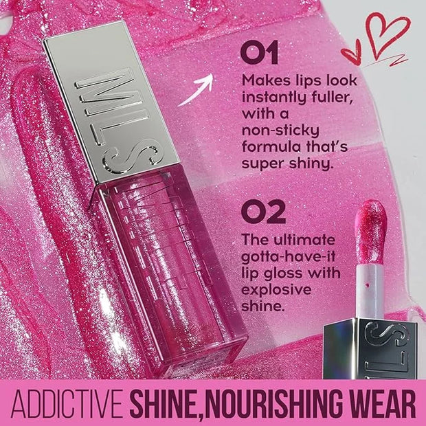 Mirror Glitter Lipstick, Sparkling Shimmer High Pigment Waterproof Long Lasting Lip Gloss, Shimmer Moisturizer Lip Gloss, ...