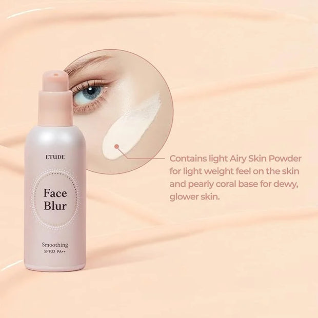 ETUDE Face Blur Smoothing SPF 33 PA ++ (21AD) | Multi-Makeup Coral Base Primer with Smoothening Effect and UV Rays Protect...
