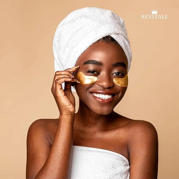 24k Gold Under Eye Collagen Patches, Reduce Puffy Eyes & Dark Circles, Illuminate Tired Eye Masks - Firms, Brightens, Ener...