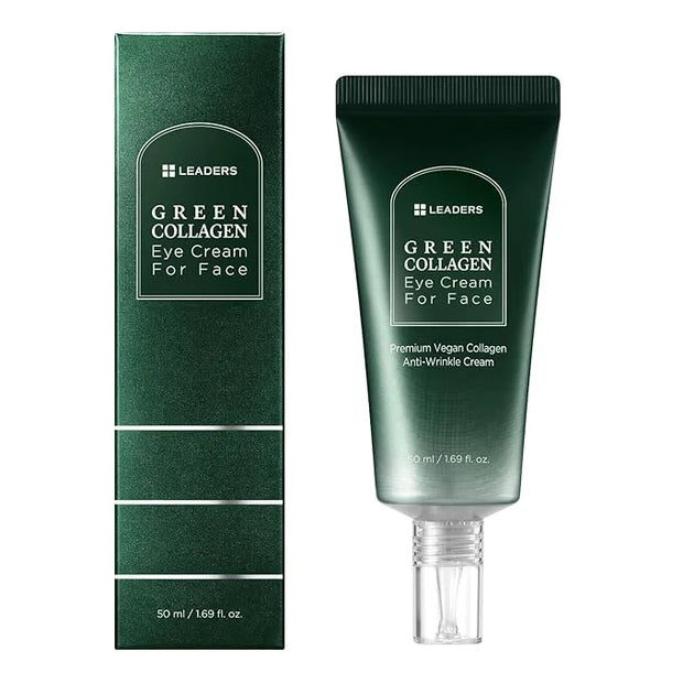 LEADERS Green Collagen Eye Cream for Face – Vegan Anti-Aging Eye Treatment, Reduces Fine Lines & Dark Circles Without Irri...