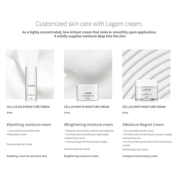 LAGOM Cellus Mild Moisture Cream with D-panthenol, Natural Moisturizer, Hypoallergenic, Fragrance-Free, Refreshing Herbal ...