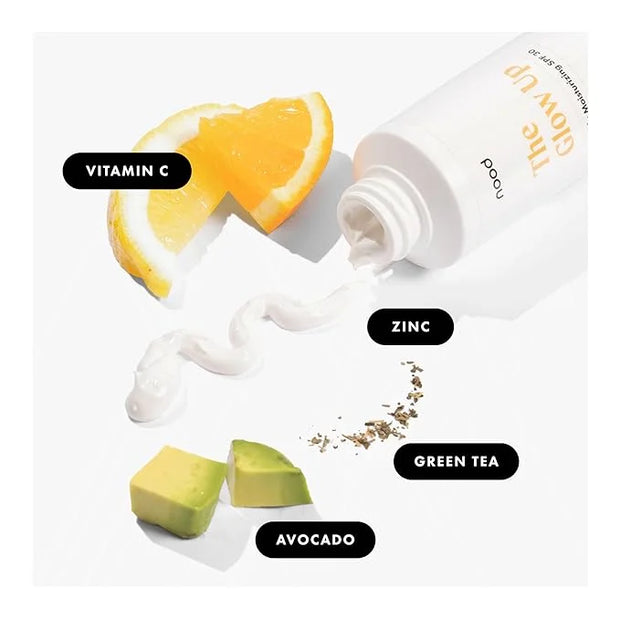 Nood The Glow Up, Lightweight Broad Spectrum SPF 30 with Vitamin C, Green Tea Extract and Zinc Oxide for UVA/UVB Protectio...