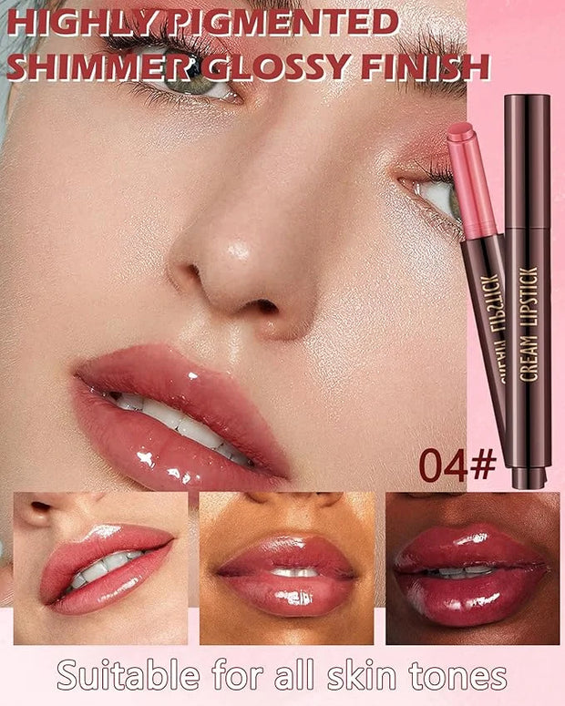Hydrating Shimmer Lipstick,Moisturizing Jelly Lip Gloss,Shine Red Pink Lipstick Pen, Long Lasting Waterproof Tint Lip Balm...