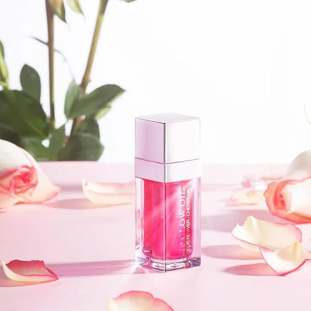 Plumping Lip Oil, Long Lasting Hydrating Gloss Tinted Balm Non-sticky Revitalizing, Tinting Care Oil for Dry (CHERRY) - Pr...