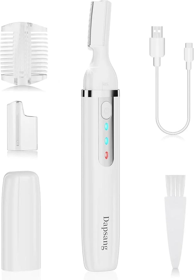 Eyebrow Trimmer, Electric Eyebrow Razor for Women Men, Rechargeable Painless LED Light Facial Hair Shaver Remover with Rin...