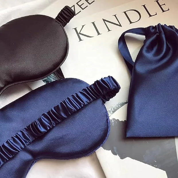 Silk Satin Sleeping Eye Mask, Navy Sleep Eye Night Blindfold for Women and Men, Soft Breathable Blackout Eyeshade Eye Cove...