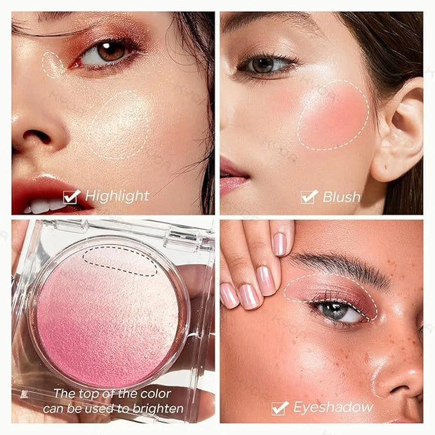 KYDA Pink Baked Blush, Pink Glow Powder for Blush and Highlighter, High Glossy Finish, Lightweight Blendable Shimmer Blush...