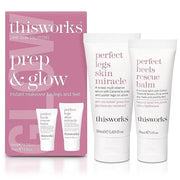 THISWORKS Prep and Glow Gift Set - Travel Size Kit with Perfect Legs Skin Miracle and Perfect Heels Rescue Balm Foot Cream...