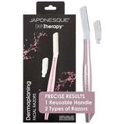 JAPONESQUE - SKINTherapy Dermaplaning Facial Razors - Two Blade Sizes with Interchangeable Handle, Eyebrow Razor, Ultra Sh...