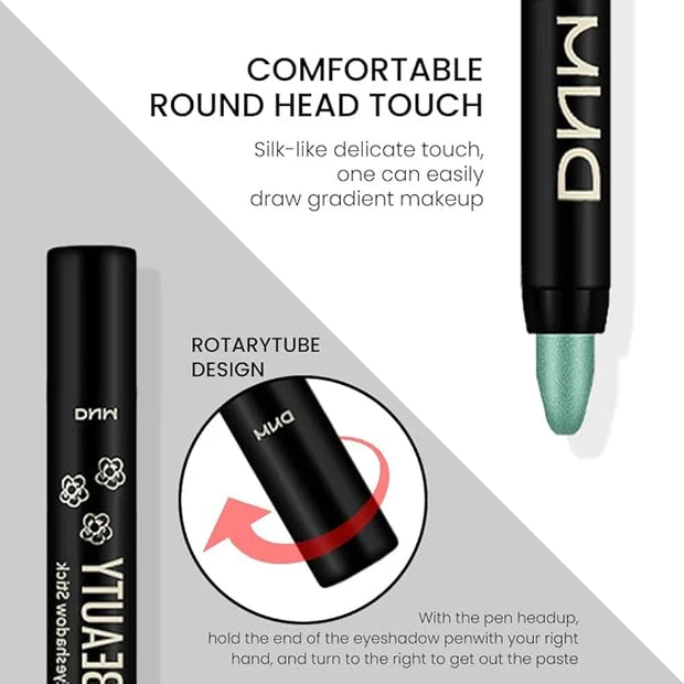 evpct Green Shimmer Cream Eye Shadow Brightener Sticks Set for Eyes, Green Shimmery Matte Pencil Eye shadow Applicator Sti...
