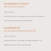 Wunderlift 60 Second Wrinkle Reducer & Wunderlift Night Retinol Eye Cream, Contains Retinol, Hyaluronic Acid - Product Image