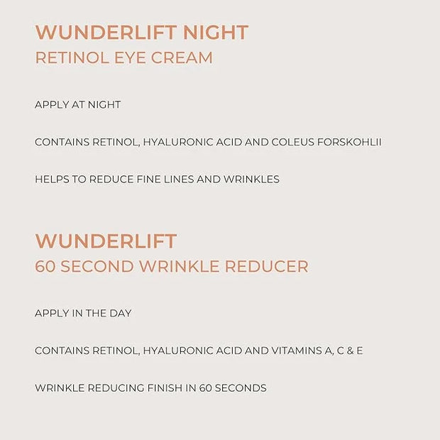 Wunderlift 60 Second Wrinkle Reducer & Wunderlift Night Retinol Eye Cream, Contains Retinol, Hyaluronic Acid - Product Image