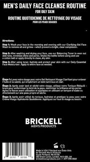 Brickell Men's Daily Face Cleanse Routine for Oily Skin, Alcohol Free Toner, Gel Facial Wash and Moisturizer, Natural and ...