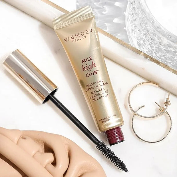 Wander Beauty Mile High Club Length + Define Black Mascara - Smudge-Proof, Lash Lengthening Mascara for a Full, Fanned Out...