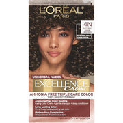 L’Oreal Paris Excellence Universal Nudes Permanent Hair Color, Ammonia Free Hair Dye for Gray Hair Coverage, 4N Natural Da...