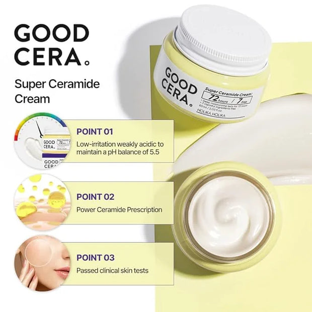 HOLIKA HOLIKA Good Cera Super Ceramide Cream | Soothing Facial Cream & Skin Moisturizer | Ceramide Cream Korean Moisturize...