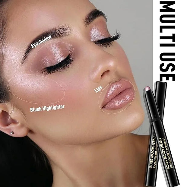 Eyeshadow Stick Waterproof Cream Eye Brighten Shadow Pencil Long-Lasting Crease-Proof Shimmer Glitter Eyeshadow Crayon Smo...