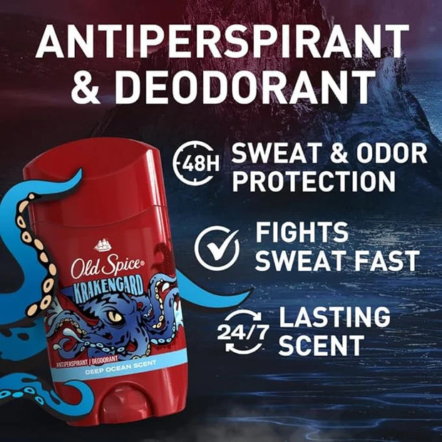 Old Spice Aluminum Free Deodorant for Men, 24/7 Odor Protection, 24/7 Freshness & Lasting Scent, Goes on Clear, Krakengard...
