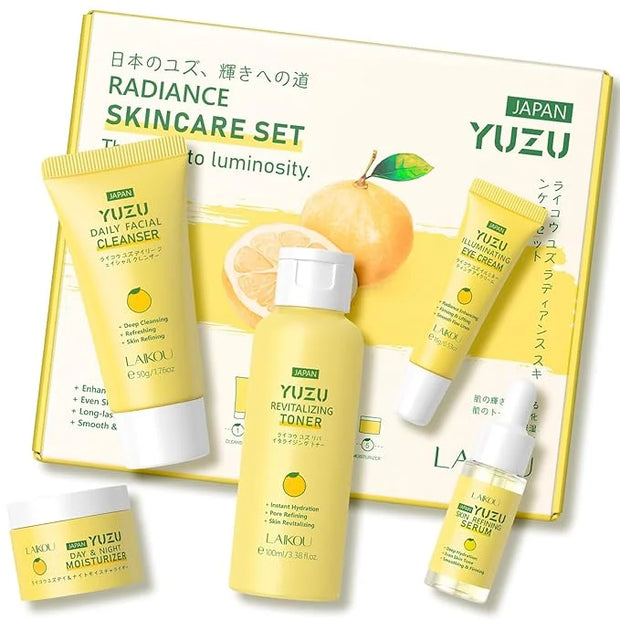 JAPAN Yuzu Skin Care Set, Yuzu Skin Care Routine Kit For Women & Teen Girls, Natural Skincare Set For Women With Serum,Ton...