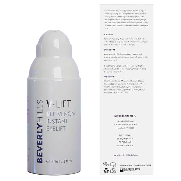 Beverly Hills V-Lift Instant Eye Lift and Eye Tuck Bee Venom Serum for Puffy Eyes, Dark Circles, Wrinkles, and Under Eye B...