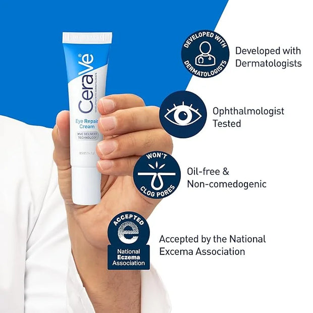 CeraVe Eye Repair Cream, Under Eye Cream For Puffiness And Bags Under Eyes, Hyaluronic Acid + Niacinamide + Marine Botanic...