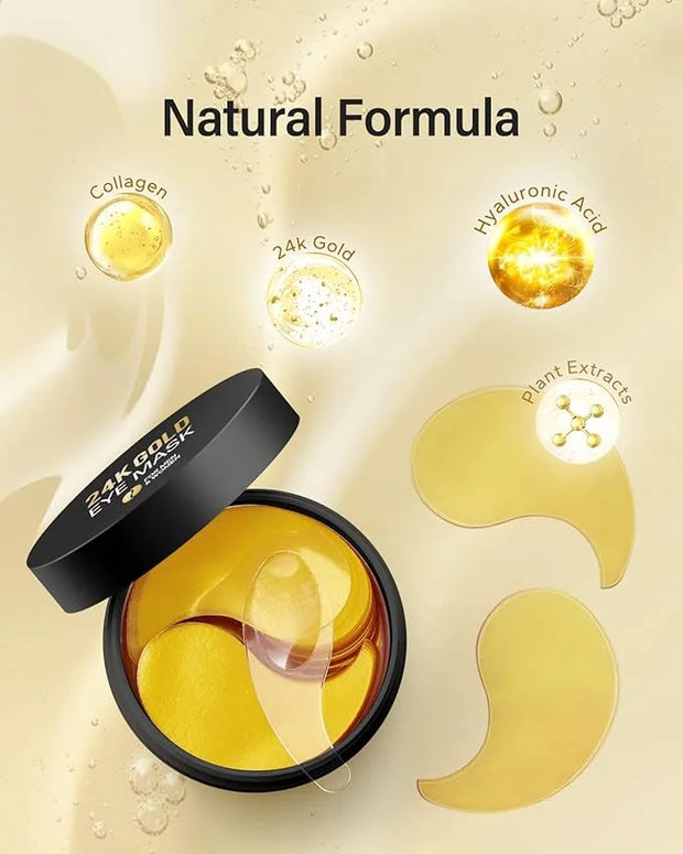 Komoko 30-Pairs 24K Gold Under Eye Patches, Skin Care, Golden Under Eye Mask Anti-Aging Collagen & Amino Acid, Eye Mask fo...