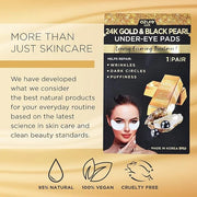 Azure Cosmetics 24K Gold & Black Pearl Luxury Firming Under Eye Pads - Moisturizing & Restoring Eye Mask Patches - Reduces...