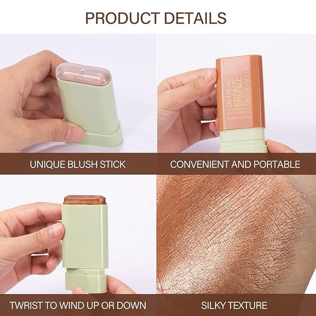Cream Bronzer Stick,Contour Stick Facial Contouring Stick,Long Lasting Highlighter Waterproof Highlight Makeup,Buildable S...