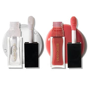 LAURA GELLER NEW YORK Fine Shine Glossy Lip Oil Duo, Rose Garden + Glass Half Full - Clear Pink Lip Gloss with Hydrating S...