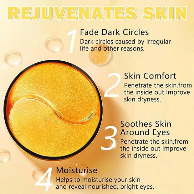 DAMUSI Gold Under Eye Patches for Puffy Eyes and Dark Circles,Moisturise 24k Gold Eye Mask for Dark Circles,Smooth Wrinkle...