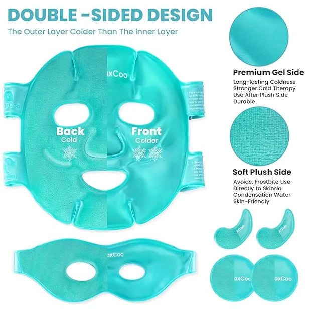 Ice Face Eye Mask for Dark Circles and Puffiness Cold Warm Compress, Gel Cold Cooling Face Mask Package for Women and Men,...