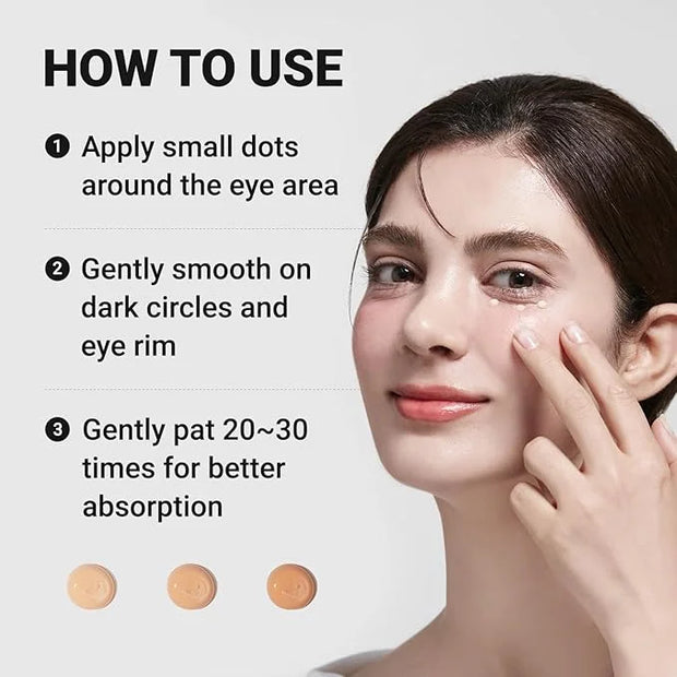 Tinted Eye Cream for Dark Circles, Korean Undereye Cover & Care Dual Action Concealer, Hydrating Formula with Niacinamide,...