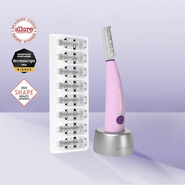 Michael Todd Beauty Sonicsmooth Dermaplane Razor for Women Face + Eyebrow trimmer Dermaplaning System - Peach Fuzz Remover...