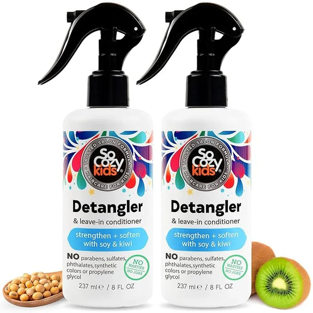 SoCozy 2-in-1 Detangler & Leave In Conditioner Spray (8 Fl Oz, Pack Of 2) - Hair Detangler & Conditioner for Kids with Ker...